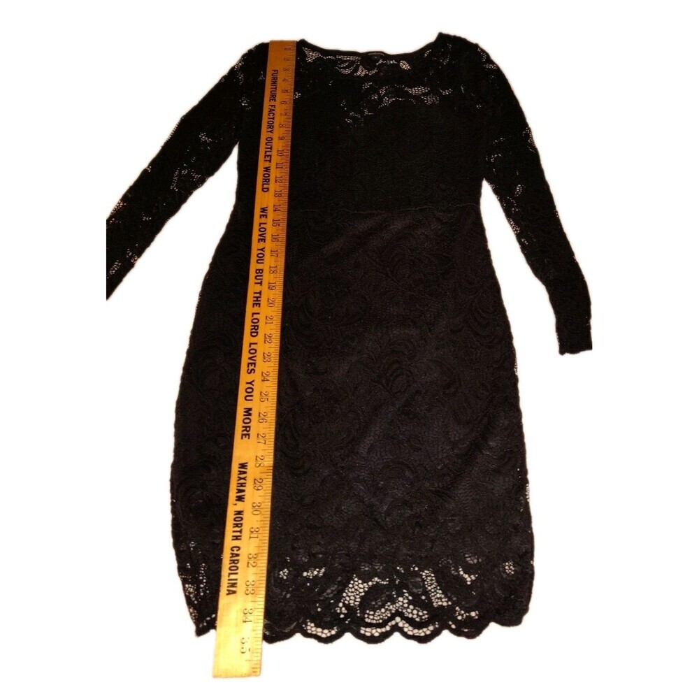 Ambiance Lace Cocktail Dress Body Contouring Long Sleeve Stretch Womens Medium - Picture 5 of 12